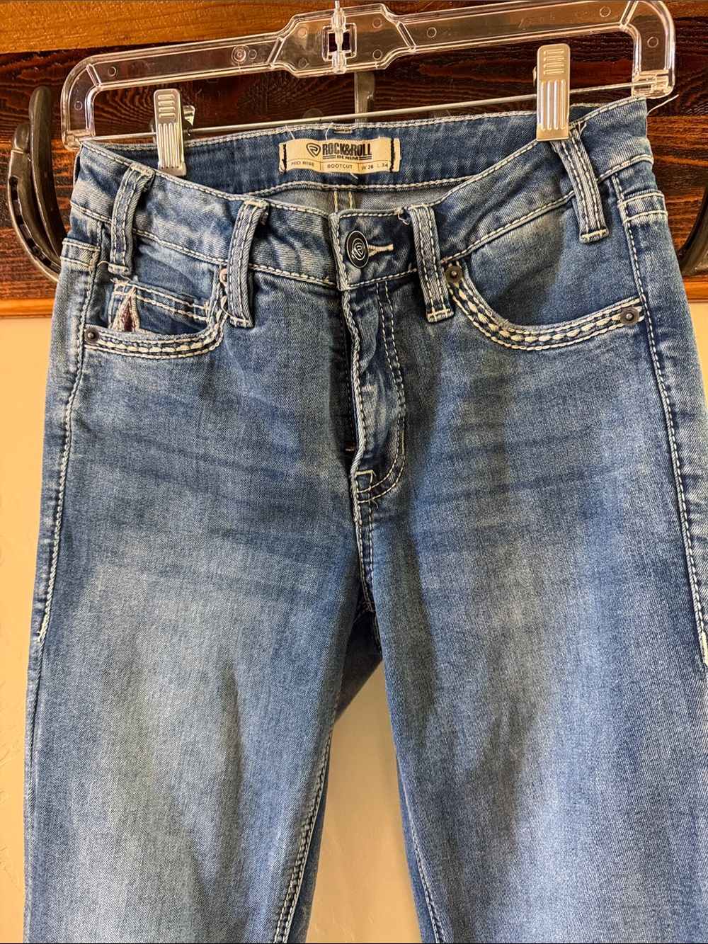 Rock & Roll Denim Women’s Blue Star-Accent Bootcut Jeans - Picture 9 of 12